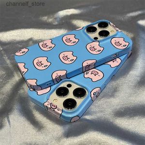 Cell Phone Cases Case for IPHONE13PROMAX 14PLUS IPHONE15 15PRO 15PLUS 15PROMAcartoon cute blue background pink pig acrylic hard mobile phone caseY240325