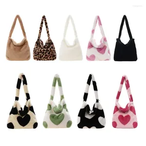 Сумки-тоут, корейская версия, плюшевая сумка с цветными блоками для женщин, модный тренд, ретро-принт с принтом для девочек, большая вместительная сумка на плечо, подмышки