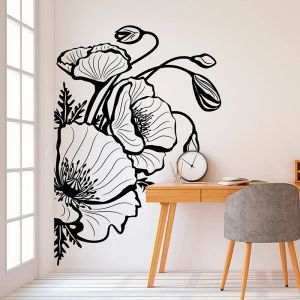 Çıkartmalar Büyük Haşhaş Çiçek Duvar Sticker Güzellik Bloom Flora Doğa Vahşi Orman Duvar Çıkartma Çocuk Odası Yatak Odası Vinil Dekor