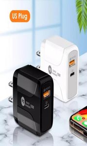 TypeC 18W PD Ladegeräte QC 30 Dual Ports USB Schnellladegerät US EU Stecker für IPhone 13 12 pro max X 8 7 Ipad Xiaomi 10 11 Huawei 9750599