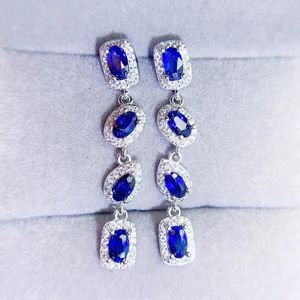 Orecchini pendenti Orecchini pendenti in vero zaffiro blu naturale stile lusso 3 5mm 0,4 ct 8 pezzi di pietre preziose in argento sterling 925 gioielleria raffinata L243153