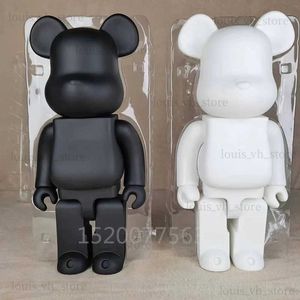 Action Toy Figures High Quality Black White Bearbrick DIY Assembly 28cm Galaxy Painting Bear 3D Model Mini Brick Figure Toys T240325