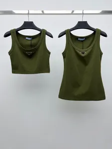 Marca de luxo algodão em torno do pescoço camisetas femininas sem mangas designer moda verão recortado topos pista qualidade t