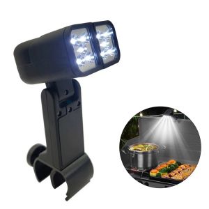 Borstar Portable BBQ Grill Light LED -lampor Ficklampe Ljuslampa med handtag Monteringsklämma för grillgrill utomhus tillbehör