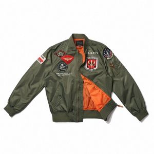 militare USN Navy Seconda Guerra Mondiale primavera e autunno pilota giacca da volo uniforme da baseball bomber da uomo giacca a vento v1Cv #