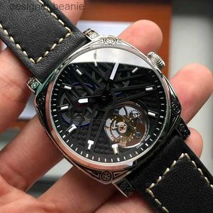 腕時計Boux Mens Touillon Mechanical ES ST8000 MONES MENS SKELETON HOLLOMINOUS SPHERICAL LEATHR WRISTBANDC24410