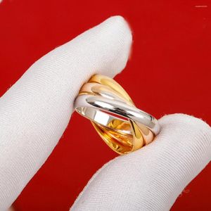 Cluster Rings Europe Top Quality Three Ring Charming Couple Luxury Women Designer Brand Jewelry Trend