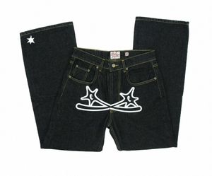 2023 Y2K Dżinsy Mężczyźni Hip Hop Gothic Street Nowe odzież rockowa Jeansy Kobiety Pants Harajuku Casual Black Denim Spodni Streetwear E07D#