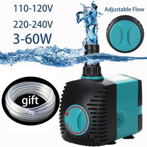 Pumpar Ultraquiet Submersible Water Fountain Pump med röret 60/50/35/25/15/10/6/3W Fish Tank Pond Aquarium Water Pump Filter Tank Pump