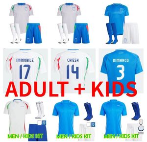 2024 2025 Itália Futebol Jerseys Italia 24 25 Maglie Da Calcio Verratti Chiesa Gnonto Camisa de Futebol Lorenzo Pinamonti Politano Grifo Uniforme Homens Adulto Kit Infantil