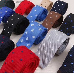 Neck Ties Neck Ties Hot Sale Mens Dot Knitted Ties Embroidered 15 Colors Fashion Neck Ties for Men Adult Pattern Male Cravater Wedding Mens Tie Y240325