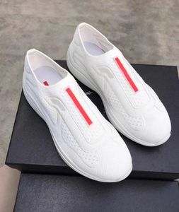 Luxury Men Americas Cup Sneakers Shoes Patent Leather Technical Mesh Casual Walking Low Top Fabric Daily Discount Trainers Skate Shoe EU38-46 Med Box