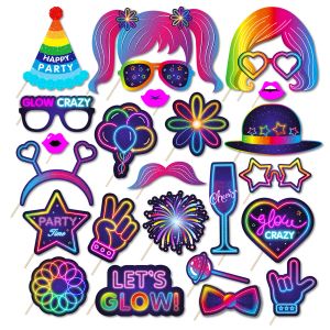 Hüte 25 Stück Photo Booth Requisiten Abschlusspapier DIY Lustige Brille Hut Glow Party Für Geburtstag Schnurrbart Niedliche Accessoires Geschenk Hochzeit