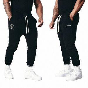 Nya män Sweatpants Joggers Sports Fitn Casual Pants Cott Mid midja Tryckt raka byxor Gym Running Training Sweatpant 48fh#