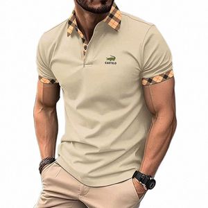 Sommar Nya mäns avslappnade kortärmade polo-skjorta fi lapel t-shirt herrens bekväma polo skjorta herrkläder 82xj#