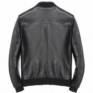 size 4XL Cowhide Large Slim Aviati Genuine Leather Bomber Jacket Men Real Leather Flights Jacket Black Aviator Pilot Coats q1Oz#