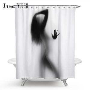 Tende JaneYU Moda Creativa Sexy Ragazza E Donna Ombra Silhouette Tenda da Doccia per Bagno Tenda da Bagno Impermeabile Decorazione della Casa