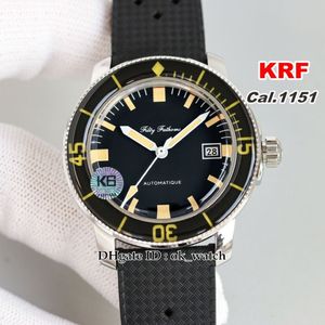 KRF Watch Fifty Fathoms Barakuda 5008B-1130-B52A Cal 1151 Automatic Mens Watch Black Dial 40 3mm Gents Watches Rubber Strap2158