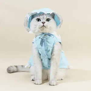 Cat Costumes Lovely Dog Dress Comfortable Pet Clothes Maid With Hat Bowknot Cotton Skirt Supply