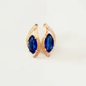 Dangle Earrings Women Drop Jewelry Blue Stone Office Style Rose Gold 585 Color Korean