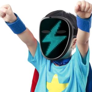 Maskeler LED Full Yüz Maskesi Çocuklar için Gest, Kostüm Cosplay Partisi Masquerade Doğum Günü Hediyesi için Dönüştürücü Işık Yüz Maskesi