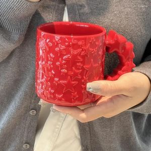 Mugs Nordic Ins Ceramic Mug Star Water Cup Multicolor Electropated High-klass med stor kapacitet Girls '