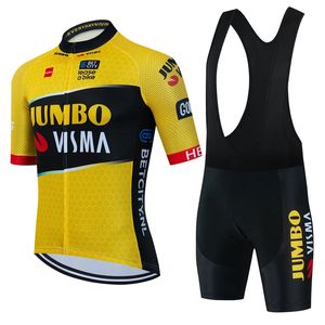 Jumbo Visma Cycling Jersey Set Summer Short Sleeve Men Treadable Bike Clothing Maillot Ropa ciclismo بدلة موحدة 240311