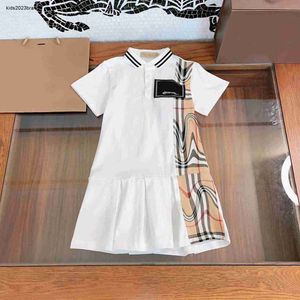 New designer kids clothes girls dresses Short sleeved lapel baby skirt child frock Size 110-160 CM Princess dress 24Mar