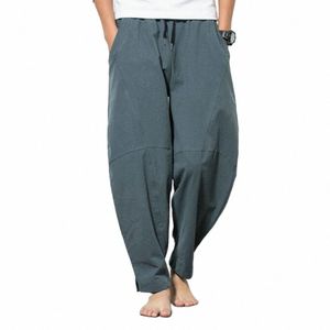 Harem Spodnie nowe męskie lniane luźne spodnie męskie solidne spodnie kolorowe spodnie spodnie dresowe chińskie e9td#