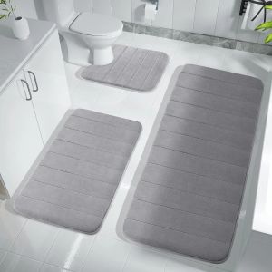 Mats Super Absorbent Bath Mat Memor Memory Foam Mattan Nonslip Badrumsmatta Badkar Sidan Golvmattor Duschrum Dörrat Toalettfotplattor