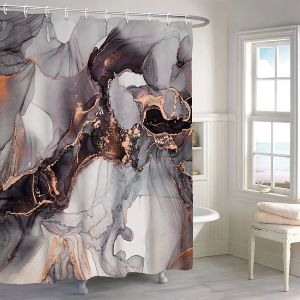 Curtains Marble Shower Curtains Luxury Watercolor Texture Mix Color Bathroom Curtain Abstract Modern Ink Art Home Bathtub Decor Set Hooks