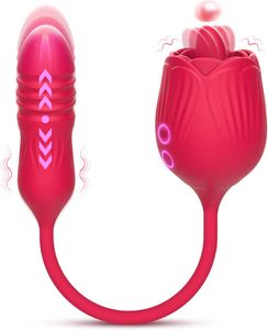Rose Vibrator for Women 3-in-1 Tongue-N- Adult Sex Toy for Clitoral G-Spot Nipple Thrusting Vibrating Bullet Consoladores Vibradores vibrator sex toy egg