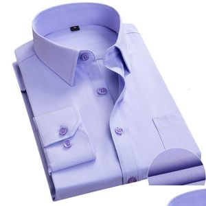 남자의 드레스 셔츠 mens 품질 좋은 남자 셔츠 긴 소매 슬림 브랜드 맨 디자이너 솔리드 남성 의류 피트 비즈니스 camisa mascina dh9zk