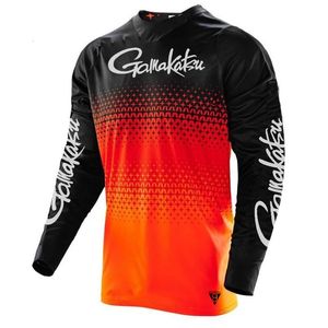 Long Sleeve Motocross Downhill Shirt Red Gradient Mountain Bike Mtb Shirt Leisure Jersey Top 240321