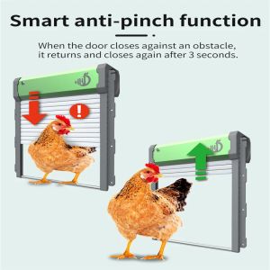 Tillbehör Automatisk kyckling Coop Door Solar Remote Control Switch Chicken Coop Door Light Sensor Timer Intelligent Antipinch Automatic