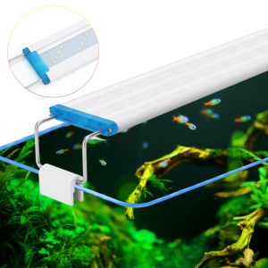 Belysningar Super Slim LEDS Overhead Aquarium Lighting Aquatic Plant Light 1875cm Extensible Waterproof Clip on Lamp för Fish Tank 90260V