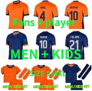 24 25 Holanda MEMPHIS European Holland Club Soccer Jersey 2024 Euro Cup 2025 Camisa de futebol da seleção holandesa Homens Crianças Kit MEMPHIS XAVI Gakpo Versão do jogador