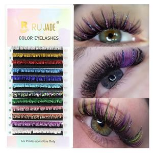 Mix Colors Glitter Sylehash Extensions Fashion Shiny Colorful False Falso Russo Volume Lashes Festa Maquiagem 240318