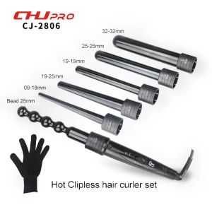 Ferri Nuovo 6 in 1 Ceramica Pro Curling Iron Wand Bigodino per capelli Set Pro Intercambiabile Barile Tormalina Curling Iron Machine