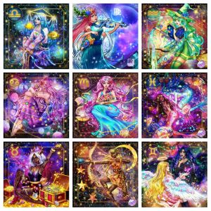 Stitch Fantasy Zodiac Sign Art Diamond Painting AB Drills Aries Pisces Virgo Constellation Cartoon Fairy Cross Stitch Mosaic Home Decor