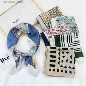 Bandanas Durag Scarves Satin Silk Shawl Summer Neckerchief Square Scarf For Women Hijab Headscarf Female Hair Bands Headband Head Wraps Foulard Bandana Y240325