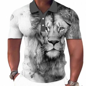 funny Li Pattern Polo T Shirt For Men Fi 3D Animal Printing T-Shirts Hip Hop Trend Street Tops Lapel Short Sleeve Blouse 01EZ#