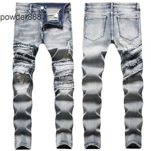 2024 Erkekler İçin Yeni Düz Bacak Tasarımcı Hip Hop Moda Pantolon Kot Pantolon En Kalite Mor Motosiklet Serin Denim Pant Pant P8en