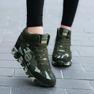 Moda camuflagem sneaker esconder salto lona sapatos casuais mulher plataforma alta superior tênis cunha esportes ao ar livre 240313