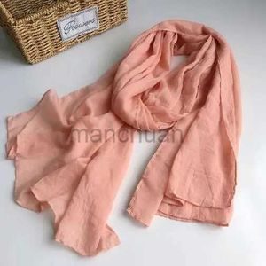 Sarongs японский хлопковой льняной шарф осенний цвет конфеты мода женская мягкая льняная шарф 75x190 см 240325