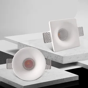 Ceiling Lights Recessed Gypsum Downlight Lamp LED Anti-Glare Embedded Borderless Spotlight Living Room Bedroom Aisle Home Lighting