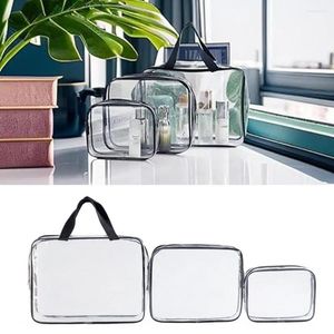 Förvaringspåsar 3st Transparent PVC Travel Bag Women's Portable Waterproof Wash Cosmetic Multifunktionell stor kapacitetsmakeup