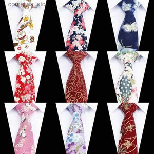 Neck Ties Neck Ties Floral Ties For Men Colorful Flower Birds Printed Cotton Line Tie Mens Ties 6cm Slim Neck Tie Skinny Necktie For Wedding Party Y240325