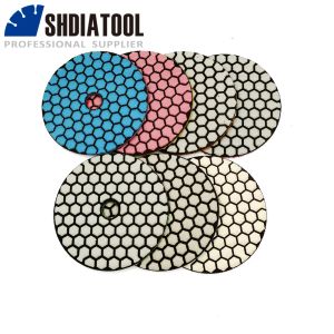 Tang Shdiatool 7 pz/set Dia100mm Tamponi per lucidatura flessibili diamantati a secco Disco abrasivo per pietra da 4 pollici # 50 + 100 + 200 + 400 + 800 + 1500 + 3000 Rettifica