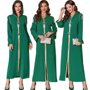 Этническая одежда Абая со стразами и кисточками Мусульманские женщины Хиджаб Платье Исламское платье Вечеринка Марокканский Джалабия Арабский кафтан Африканский